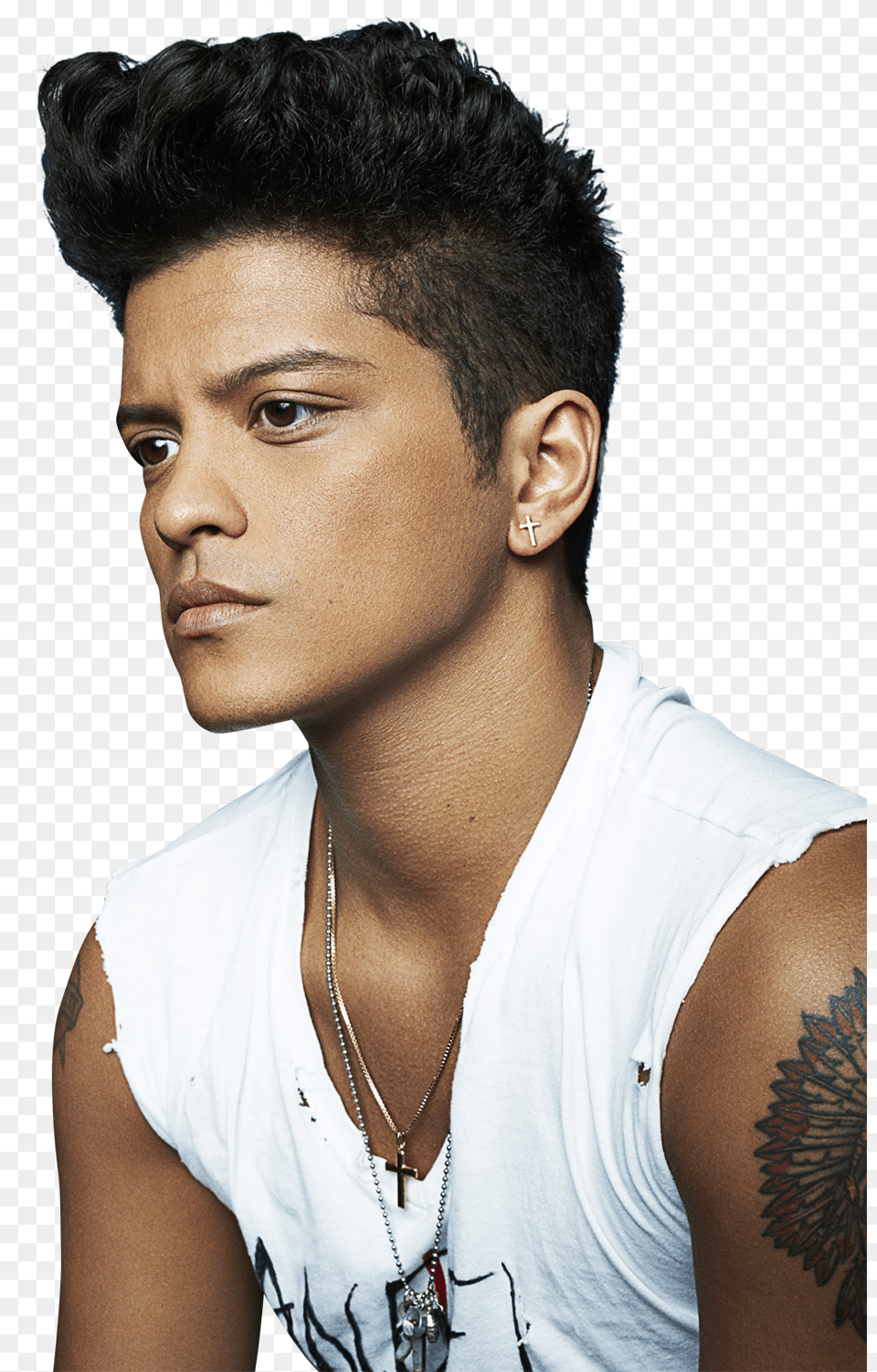 Bruno Mars Bruno Mars, Tattoo, Skin, Person, Undershirt Free Transparent Png