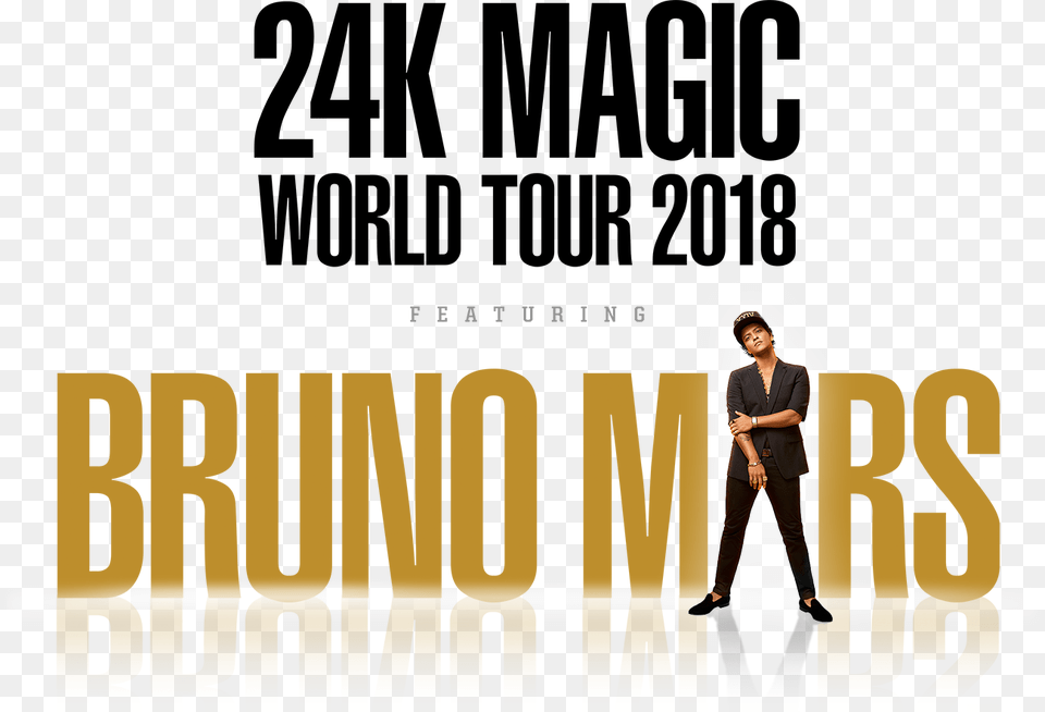Bruno Mars Has Finally Found The Replacements To Take Bruno Mars 24k Magic World Tour 2018 Tee T Shirt, Person, People, Adult, Man Free Png