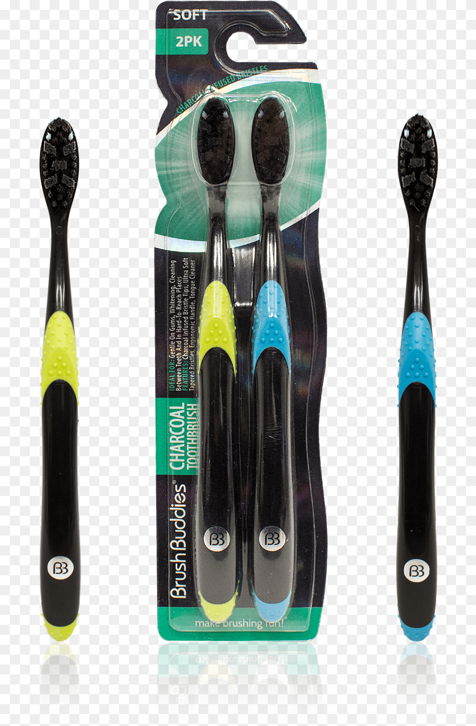 Brush Buddies Charcoal Toothbrush, Device, Tool, Clothing, Footwear Png Image