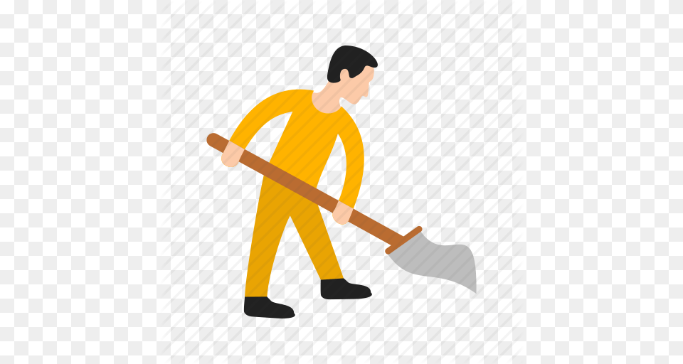 Brush Cleaning Floor House Man Sweep Sweeping Icon, Person, Face, Head, Device Free Png