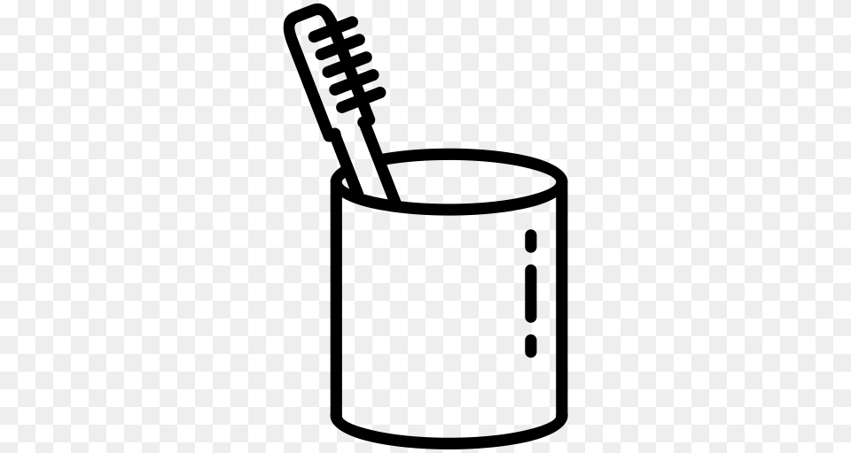 Brush Mug Tooth Toothbrush Hygiene Cup Toilet Icon, Gray Png Image