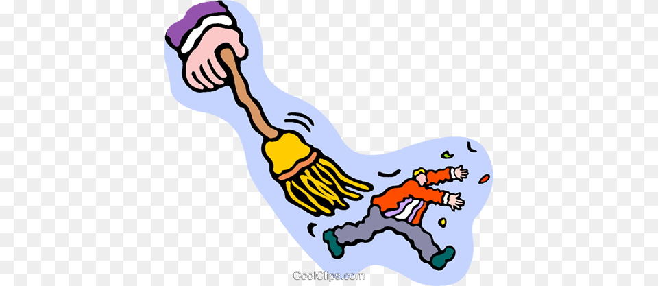 Brush Off Swept Away Royalty Vector Clip Art Illustration, Cleaning, Person, Animal, Dinosaur Png Image