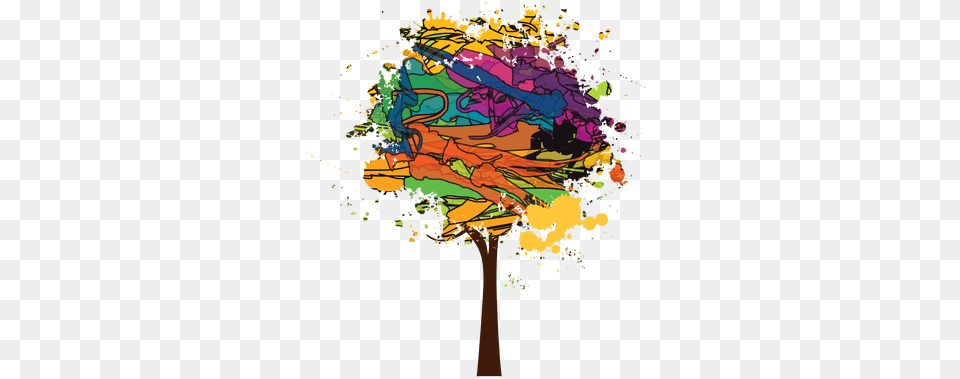 Brush Paint Colorful Tree Arbol De Pintura, Art, Graphics, Modern Art, Painting Png Image