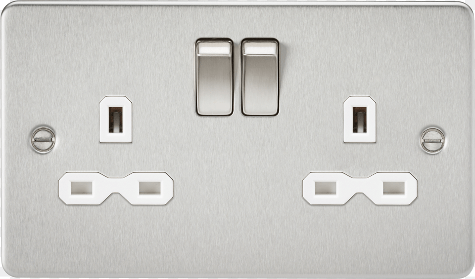 Brushed Chrome White Inserts Flatplate Light Switches Ml Accessories Flat Plate 13a 2g Dp Switched Socket Png Image