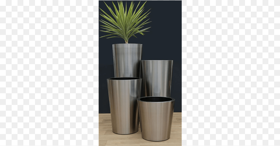 Brushed Stainless Steel Conical Planters Brushed Steel Plant Pot, Jar, Planter, Potted Plant, Pottery Png