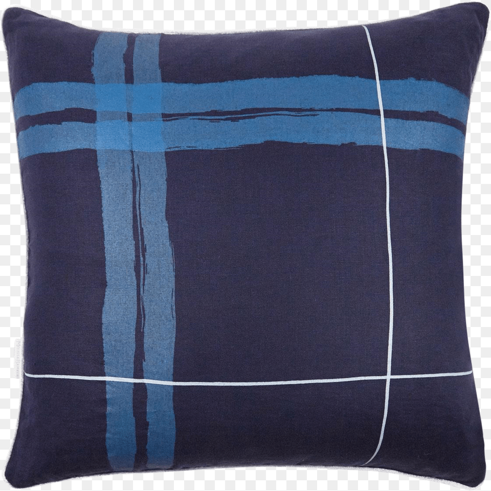 Brushstroke Plaid 22 Pillow Navy Blue Chairish Dark Cushion, Home Decor Png Image