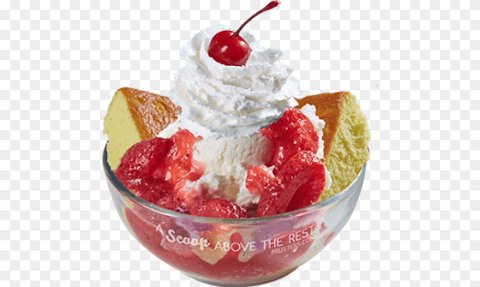 Brusters Strawberry Shortcake Sundae, Cream, Dessert, Food, Ice Cream Png Image