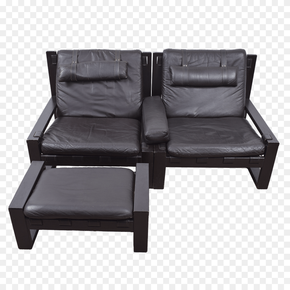 Brutalist Lounge Chairs With Ottoman By Sonja Wasseur Futon, Chair, Furniture, Armchair, Couch Free Png Download