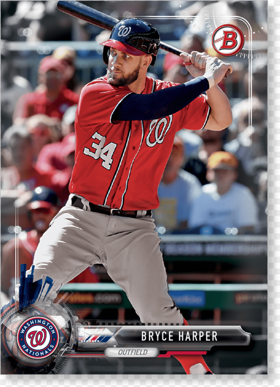 Bryce Harper 2017 Bowman Baseball Veterans And Rookies Washington Nationals, Glove, People, Clothing, Person Free Png Download