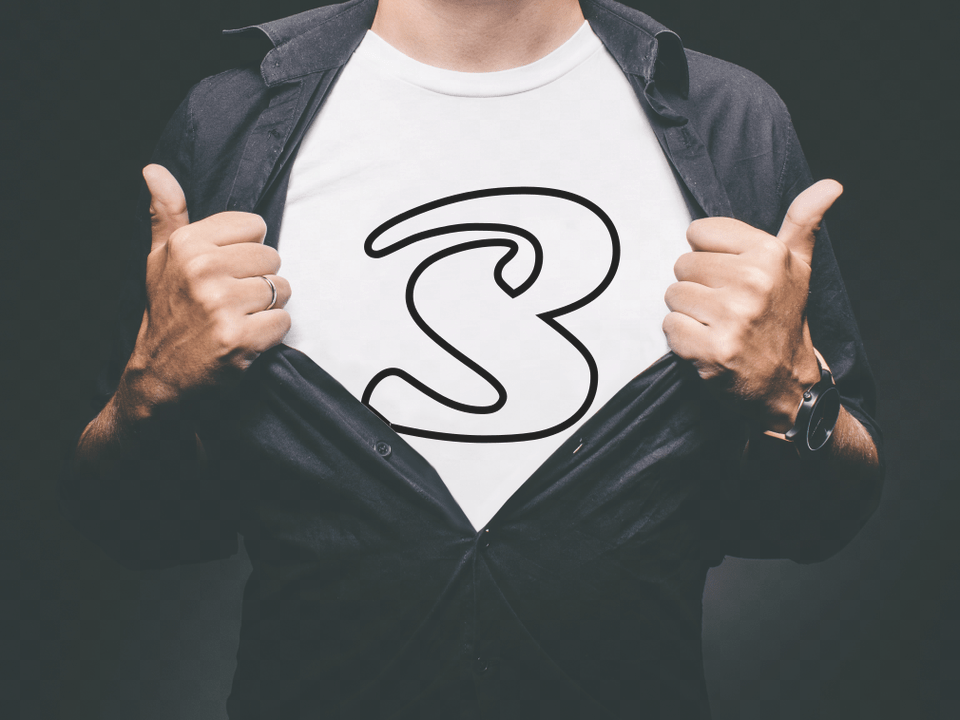 Bs Logo Shirt Outline Superman T Shirt Mockup, Body Part, Finger, Hand, Person Png