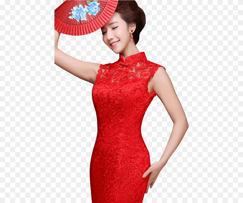 Bsjy Hollow Back Sleeveless Red Lace Trailing Dress, Adult, Person, Gown, Formal Wear Png