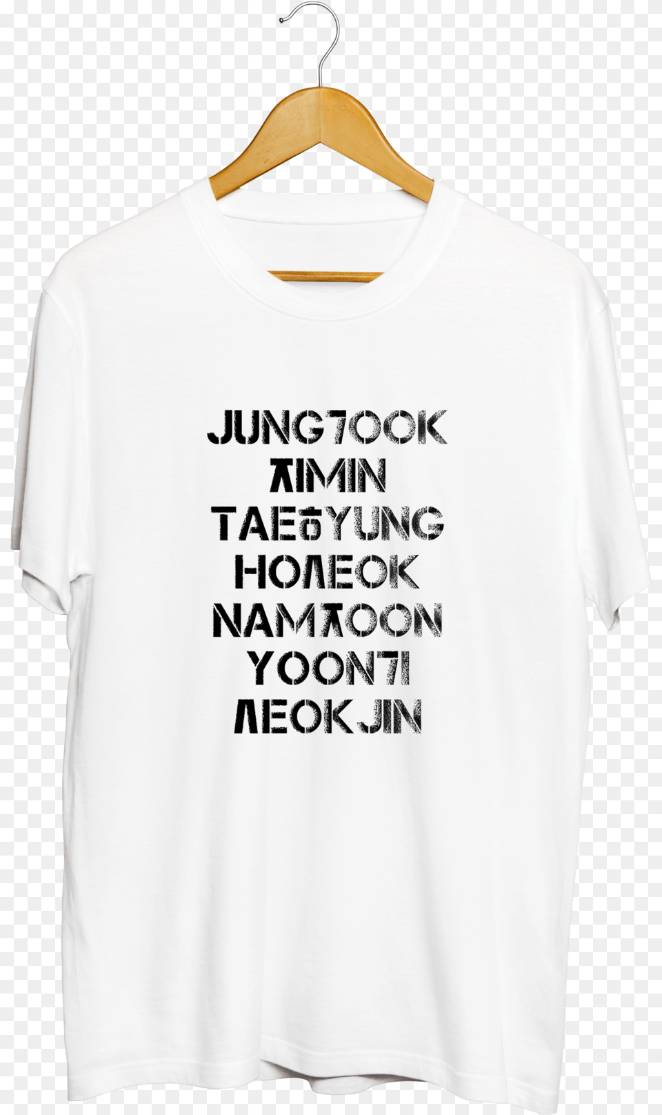 Bts Black Korean Typography White T Shirt Korean Language, Clothing, T-shirt, Adult, Male Free Png