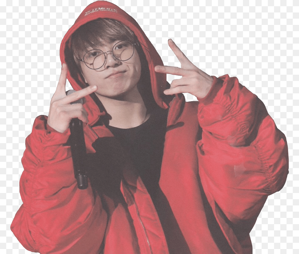 Bts Btsjungkook Jeonjungkook Jungkook In A Red Hoodie, Jacket, Hood, Clothing, Coat Png