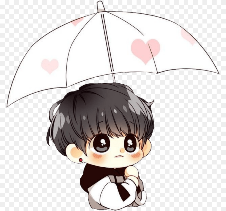 Bts Cute Chibi Rain Umbrella Jungkook Jungkook Bts Chibi, Baby, Person, Canopy, Face Free Transparent Png