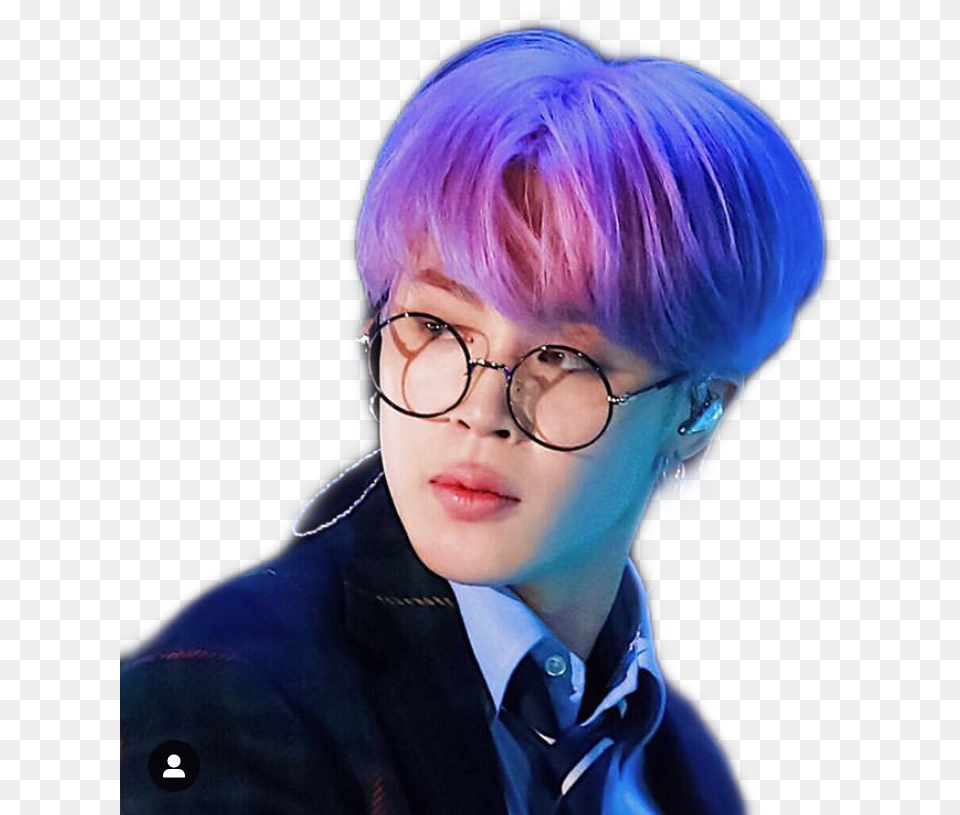 Bts Jimin Purple Chimchim Cutejimin Sticker By Bebe G Jimin Purple, Accessories, Person, Glasses, Female Png Image