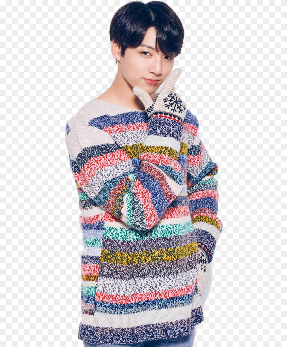 Bts Jungkook And Jeon Jungkook Jungkook Merry Christmas 2018, Clothing, Knitwear, Sweater, Coat Png Image