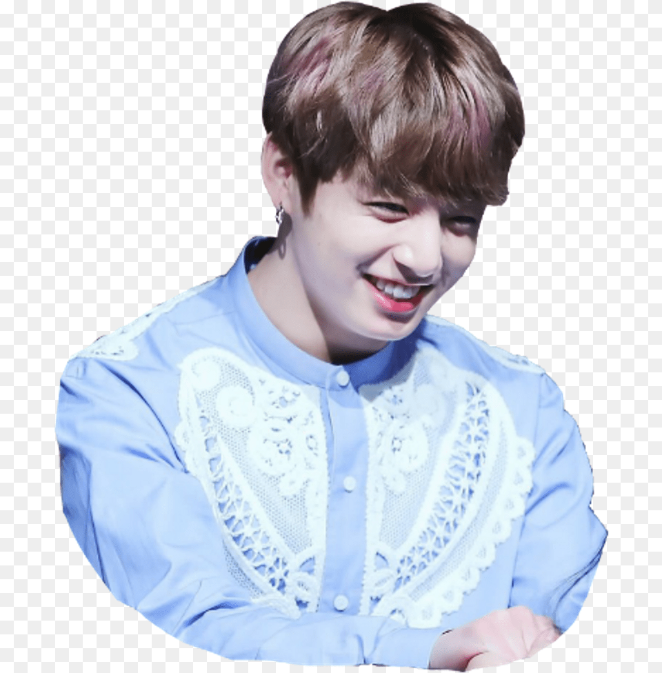 Bts Jungkook Btsjungkook Smile Blue Remixit Freetoedit Jungkook, Portrait, Photography, Person, Male Free Transparent Png