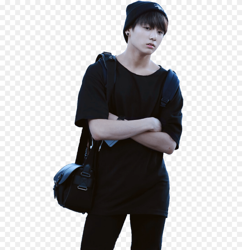 Bts Jungkook In Black, Accessories, Hat, Handbag, Clothing Png