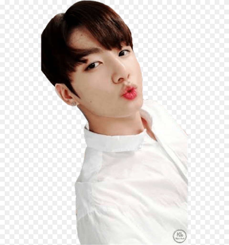 Bts Jungkook Selcaremixit Freetoedit Jungkook With A Puppy, Portrait, Face, Photography, Head Png Image