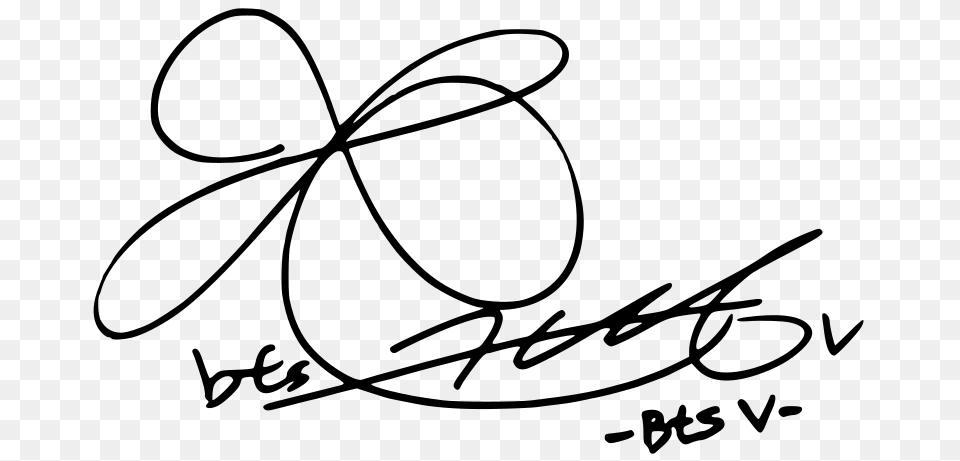 Bts V Signature, Gray Png