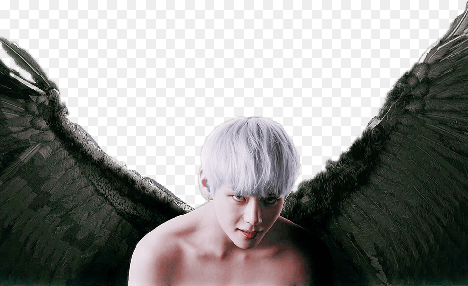 Bts V Taehyung Wings Devil Taehyung With Wings, Angel, Face, Head, Person Png Image