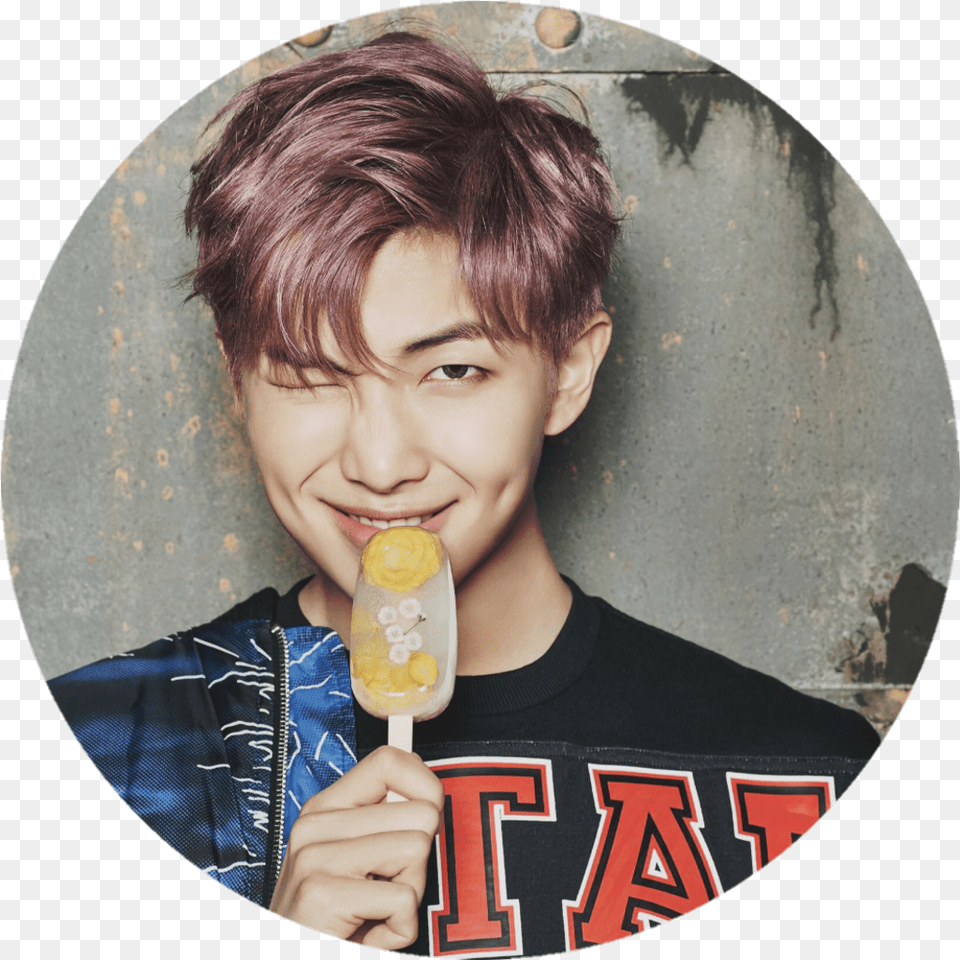 Bts Ynwa Wings Bangtanboys Namjoon With Purple Hair, Photography, Person, Cream, Ice Cream Free Png