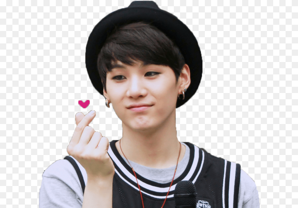 Bts Yoongi 2 Image Heart With Fingers Korean, Head, Body Part, Portrait, Photography Png