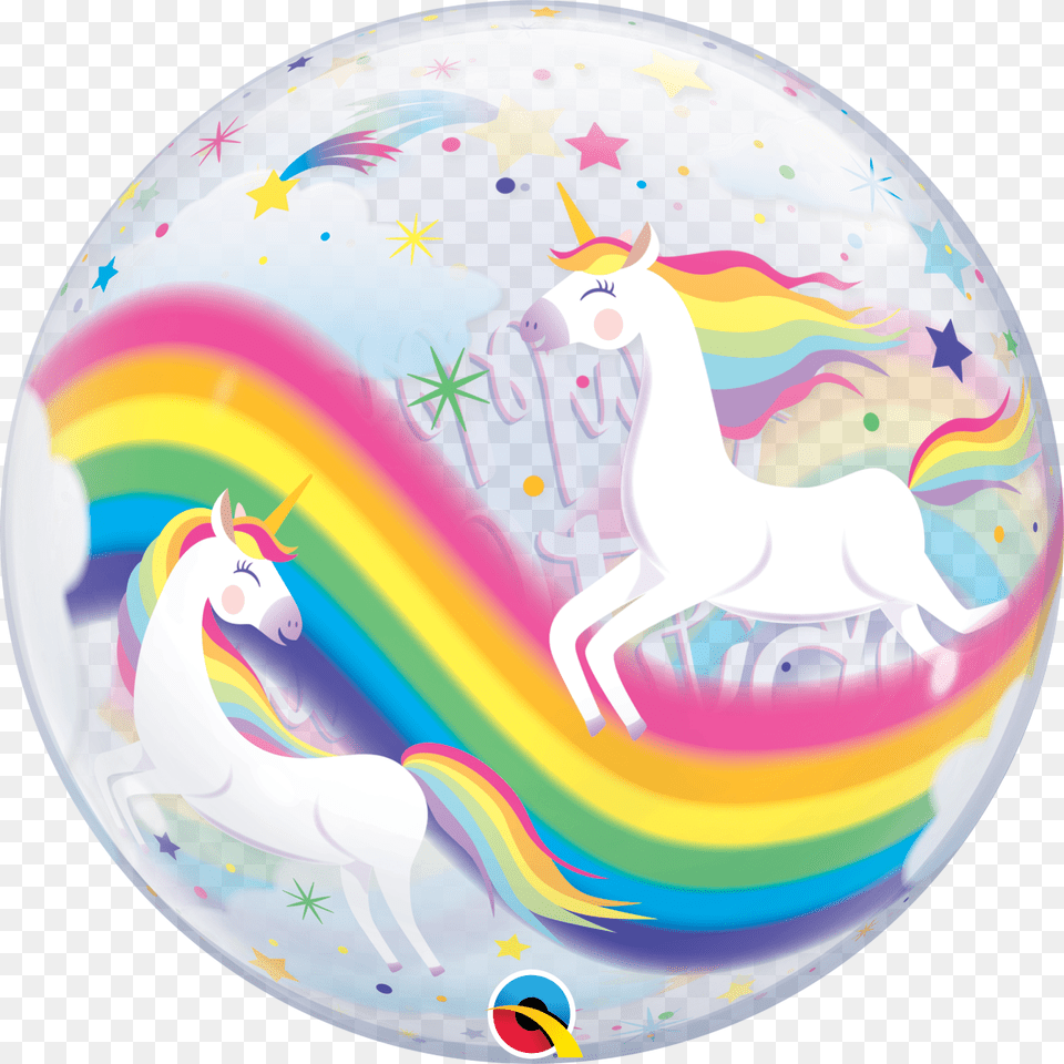 Bubble Balloon Birthday Rainbow Unicorn 22quotpkg Birthday Rainbow Unicorns Bubble, Sphere Free Transparent Png