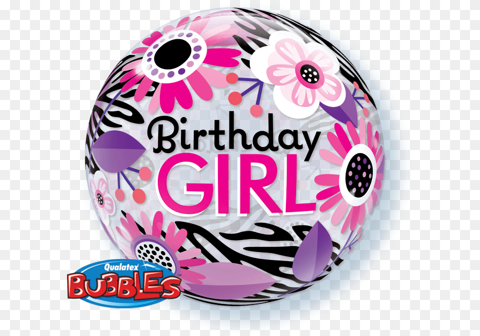 Bubble Birthday Girl Floral Zebra Stripes, Sphere, Ball, Golf, Golf Ball Free Transparent Png