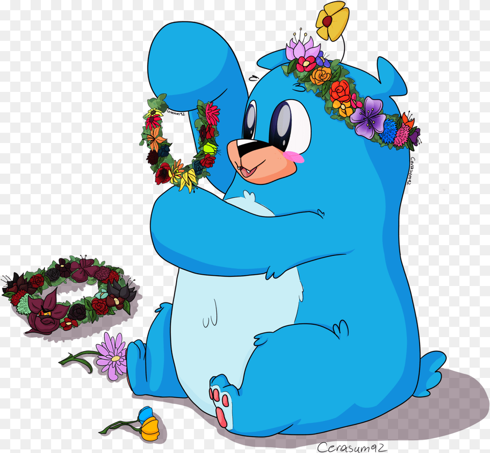 Bubble Blowing Baby Bear Making Flower Crowns For The Villainous 5, Art, Graphics, Cartoon, Plant Free Transparent Png