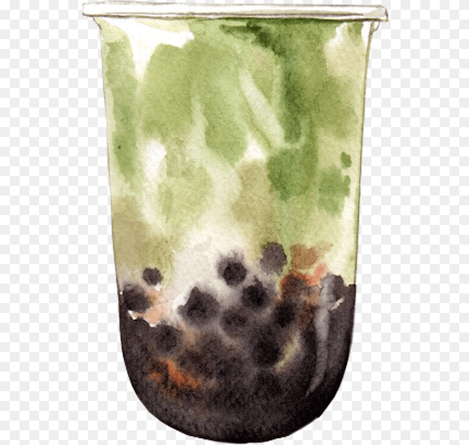 Bubble Green Tea Watercolor By We Studio Bubble Green Tea, Pottery, Jar, Person, Face Free Png