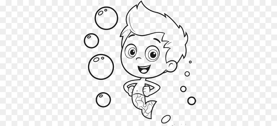 Bubble Guppies Drawing At Getdrawings Bubble Guppies Black And White, Gray Free Png Download