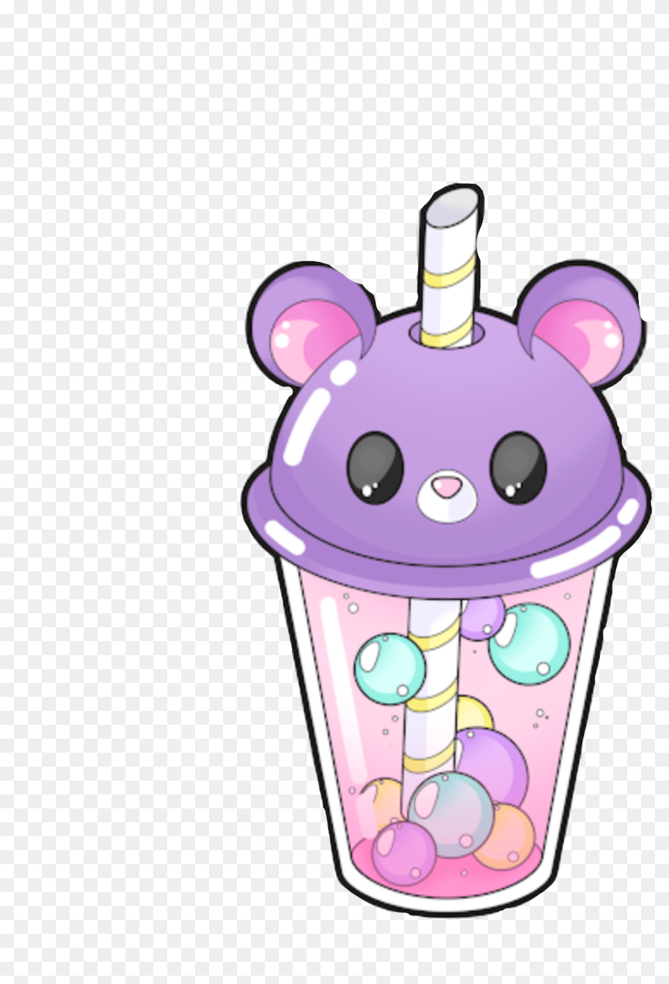 Bubble Tea Bubbletea Bear Cute Kawaii Freetoedit Cute Kawaii Boba Tea, Cream, Dessert, Food, Ice Cream Free Png