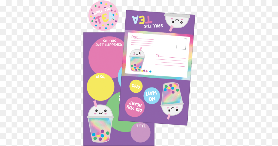 Bubble Tea Foldover Cards Dot, Envelope, Mail, Advertisement Free Transparent Png