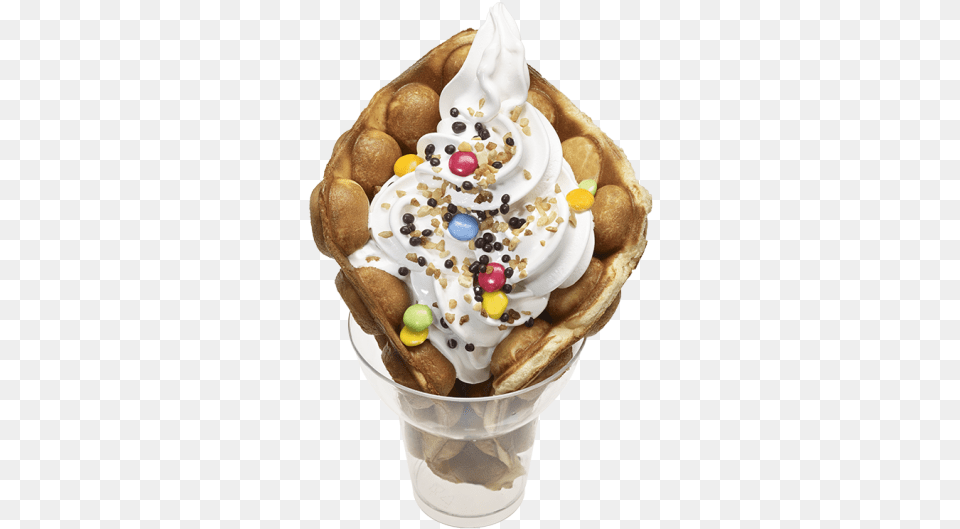 Bubble Waffle Soft Ice Cream, Dessert, Food, Ice Cream, Sundae Free Png Download