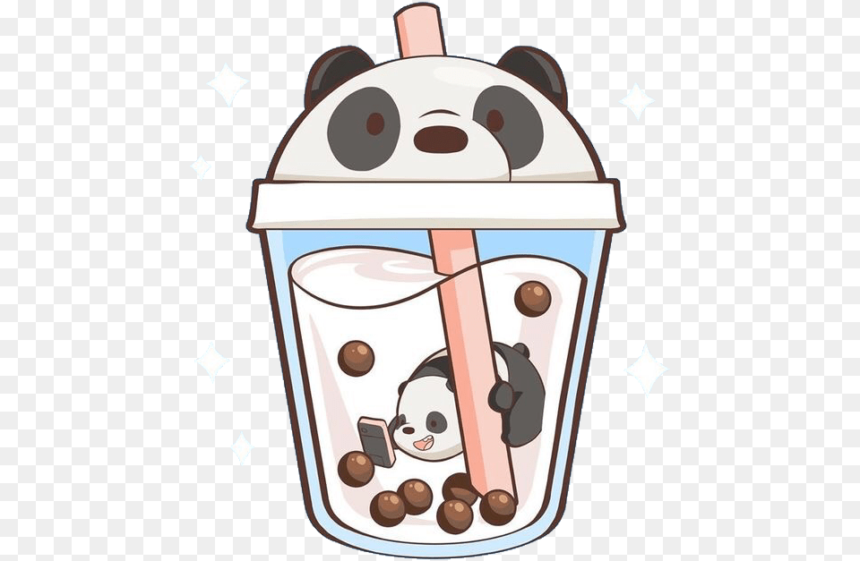 Bubbletea Tea Panda Cute Kawaii Freetoedit Boba We Bare Bears, Cup, Cream, Dessert, Food Free Png