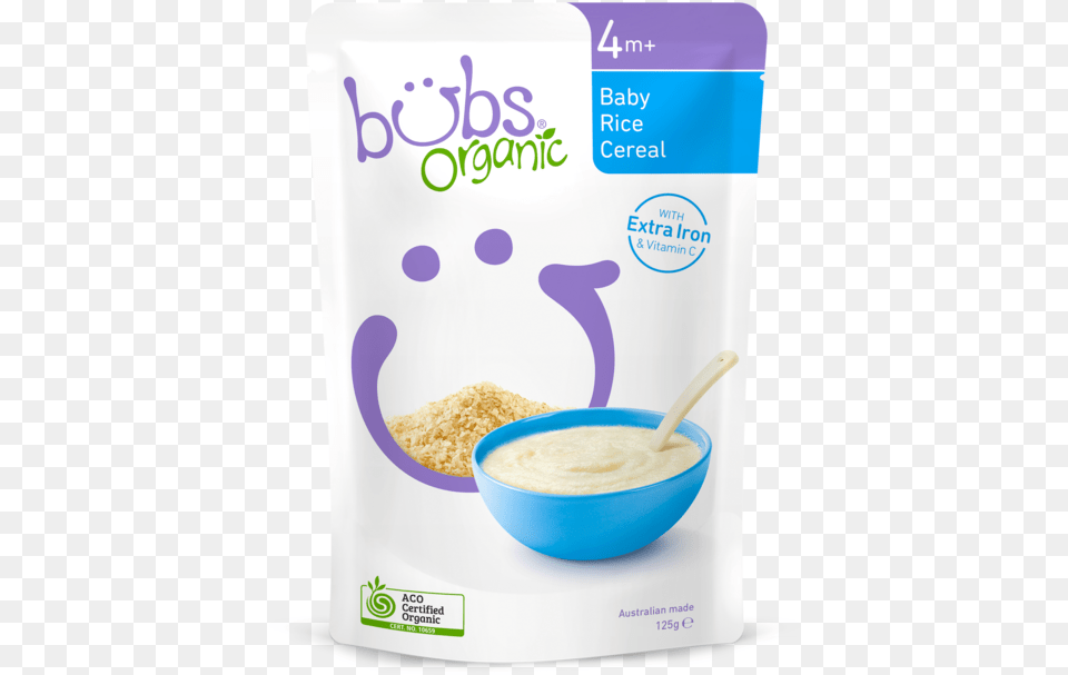 Bubs Organic Baby Rice Cereal, Dessert, Food, Yogurt, Dairy Free Png Download