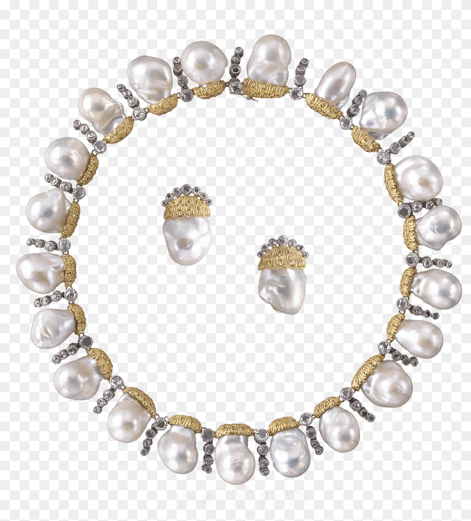 Buccellati Necklaces Minuetto Set Necklaces Buccellati Pearl And Diamonds Necklace, Accessories, Jewelry Png Image