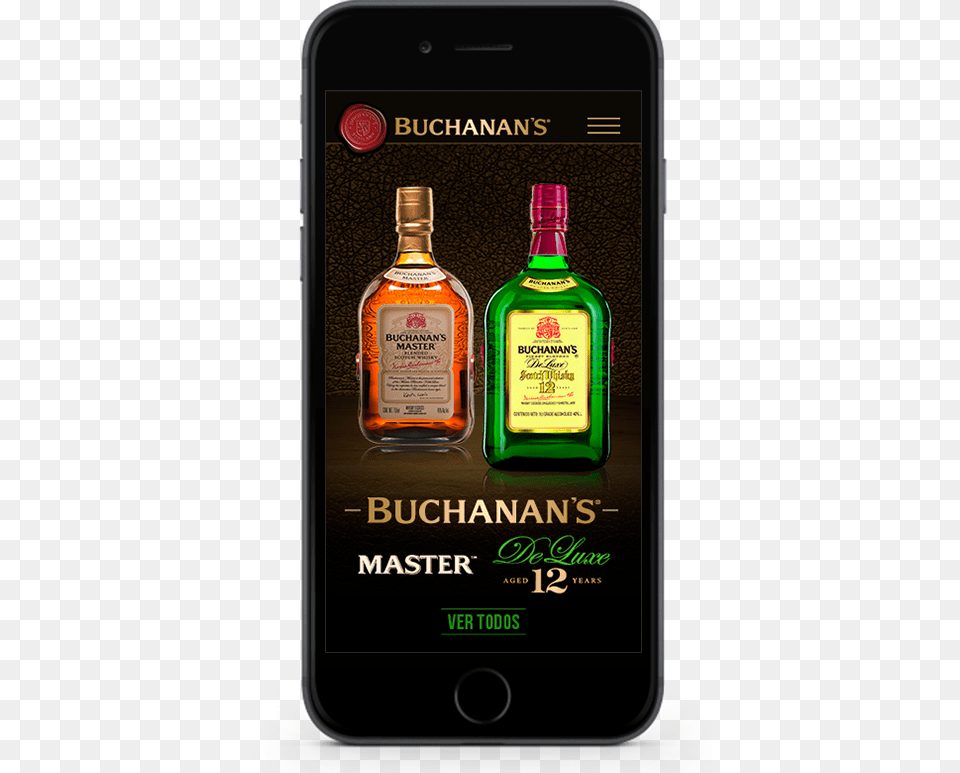 Buchanans Mobile 1 Buchanans Mobile Glass Bottle, Alcohol, Beverage, Liquor, Electronics Free Png Download