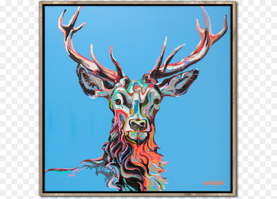 Buck On Blue Art Print Reindeer, Animal, Mammal, Wildlife, Deer Png Image