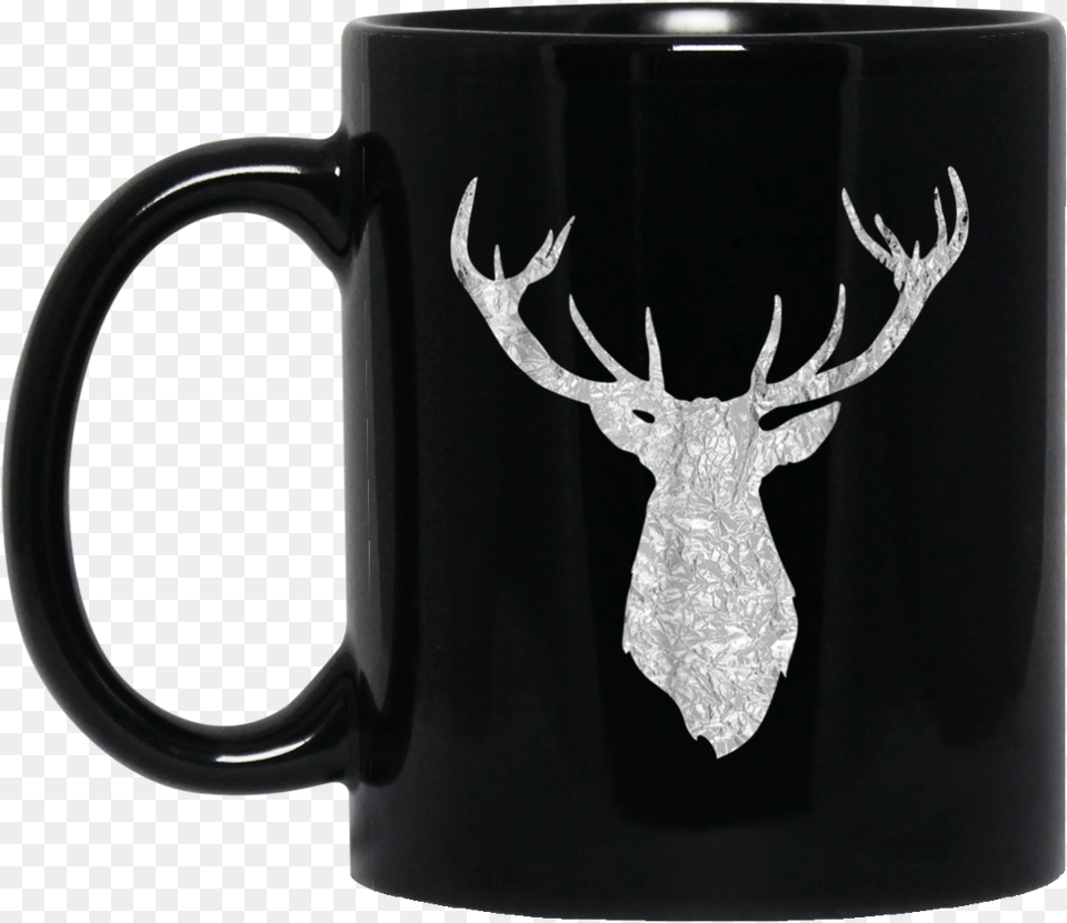 Buck Stag Deer Head Antlers Silver Silhouette 11 Oz White Stag Silhouette, Animal, Mammal, Wildlife, Cup Free Png Download