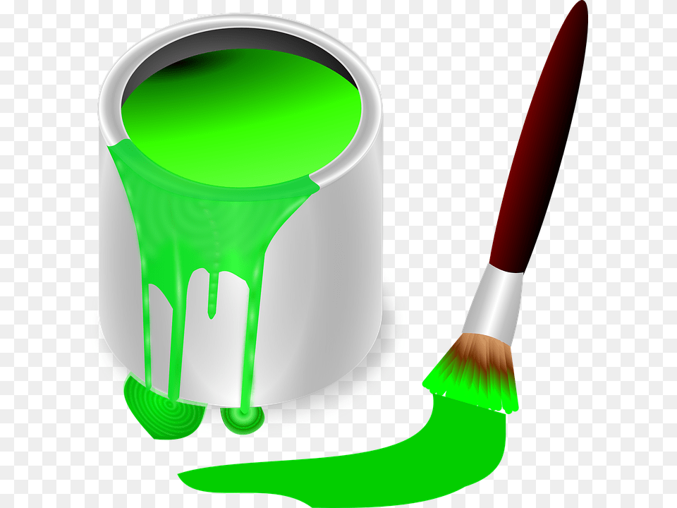 Bucket Color Green Brush Painting Paint Tool Pintura De Color Verde, Device, Paint Container, Smoke Pipe Free Transparent Png