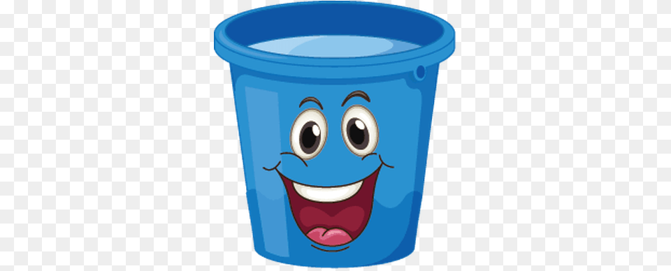 Buckets With Faces Blue Happy Clipart Cartoon Bucket With Face, Hot Tub, Tub, Cup Png