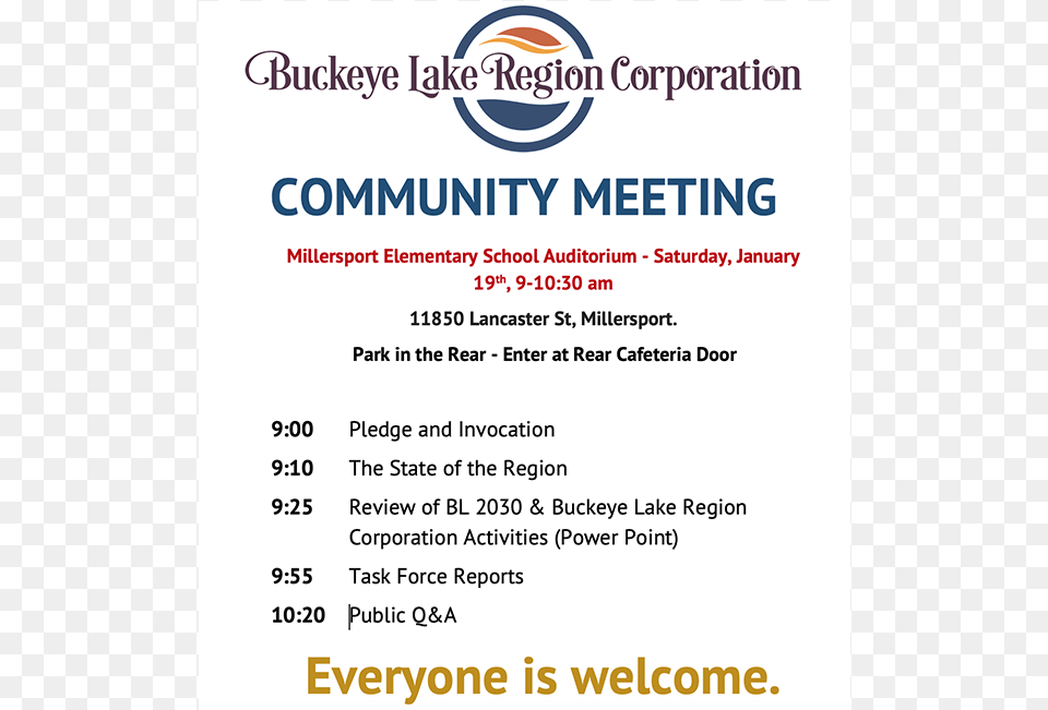 Buckeye Lake Region Corporation Community Meeting, Advertisement, Poster, Text, Menu Png Image