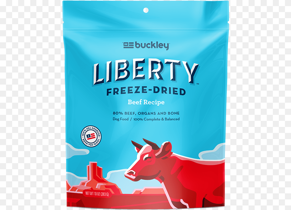 Buckley Liberty Freeze Dried Beef Recipe Dry Dog Food Buckley Liberty Freeze Dried Dog Food Beef 10 Oz, Advertisement, Animal, Bull, Mammal Free Transparent Png