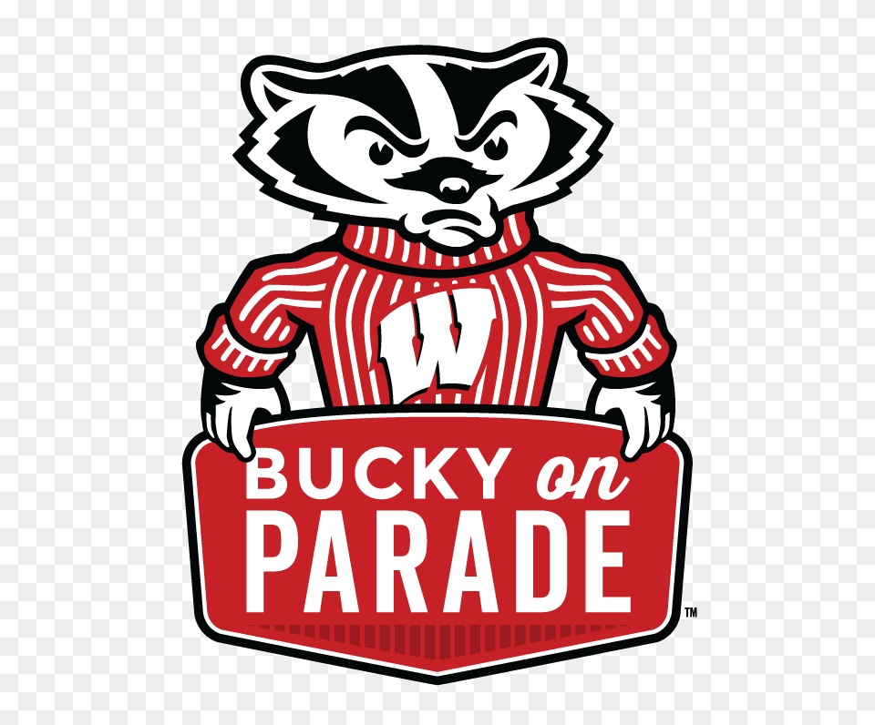 Bucky On Parade Public Art Project Featuring Bucky Badger Coming, Sticker, Logo, Baby, Person Free Transparent Png