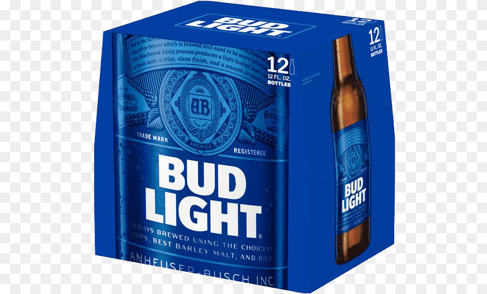Bud Light 2 Bud Light 12 12oz Bottles, Alcohol, Beer, Beer Bottle, Beverage Free Png Download