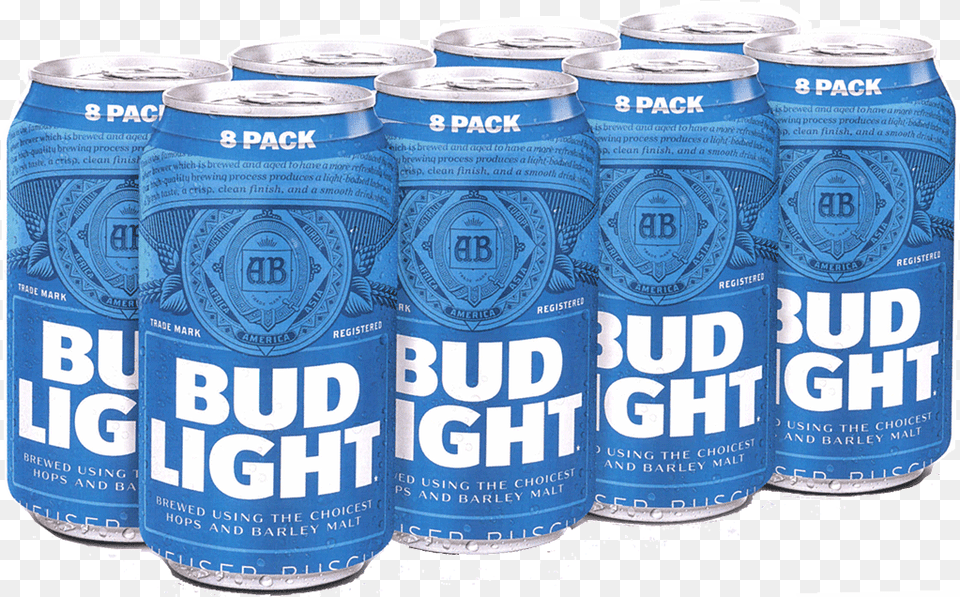 Bud Light 8 Pack Cans, Alcohol, Beer, Beverage, Lager Free Png Download