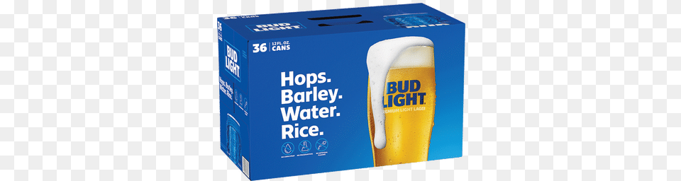 Bud Light Carton, Alcohol, Beer, Beverage, Glass Free Png