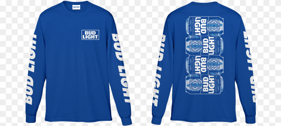 Bud Light Long Sleeve Stacked Can Back Print Tee Long Sleeve, Clothing, Long Sleeve, Shirt, T-shirt Free Transparent Png